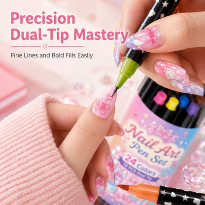 🎉Halloween Sale Over 35k+ Sold!💅🎨24‑Colors Dual‑Ended Nail Art Pens‑DIY Manicure Drawing Set🎁