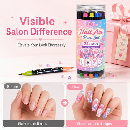 🎉Halloween Sale Over 35k+ Sold!💅🎨24‑Colors Dual‑Ended Nail Art Pens‑DIY Manicure Drawing Set🎁